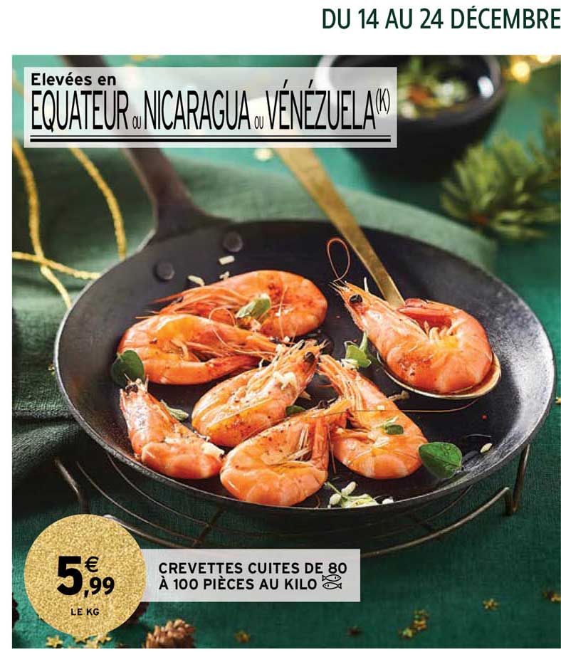 crevettes cuites de 80 à 100 pièces au kilo