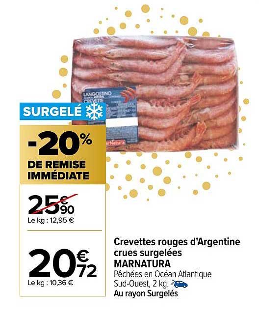 crevettes rouges d'argentine crues surgelées marnatura
