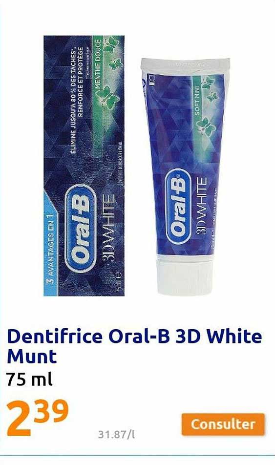 dentifrice oral-b 3d white munt