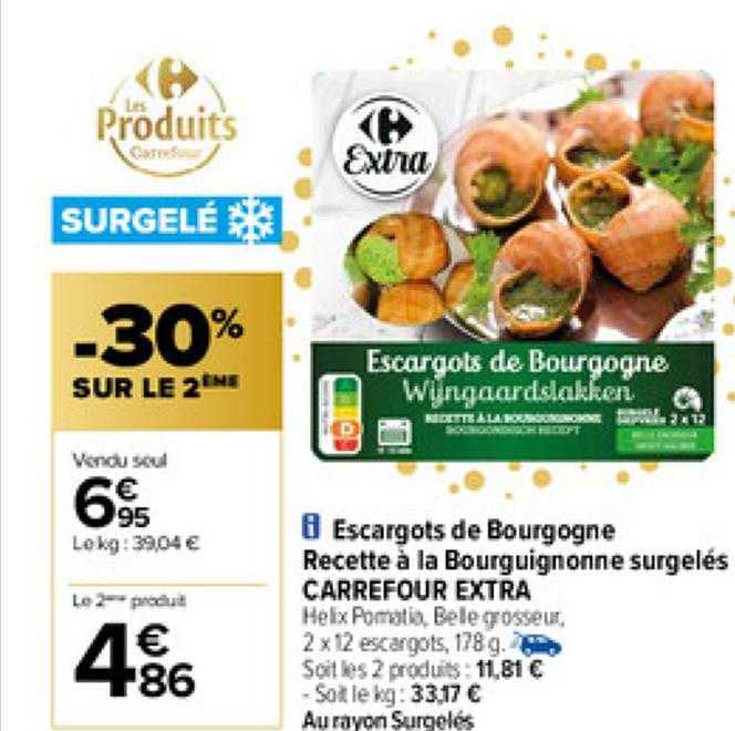 escargots de bourgogne recette à la bourguignonne surgelés carrefour extra