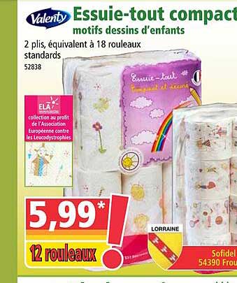 essuie-tout compact motifs dessins d'enfants valenty