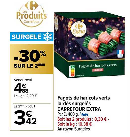 fagots de haricots verts lardés surgelés carrefour extra