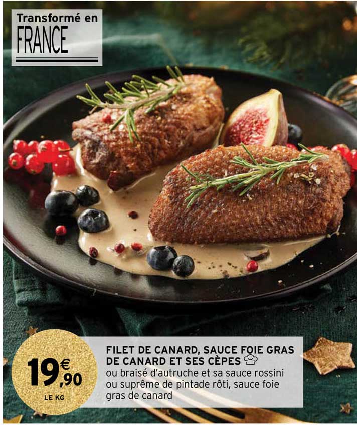 filet de canard, sauce foie gras de canard et ses cèpes