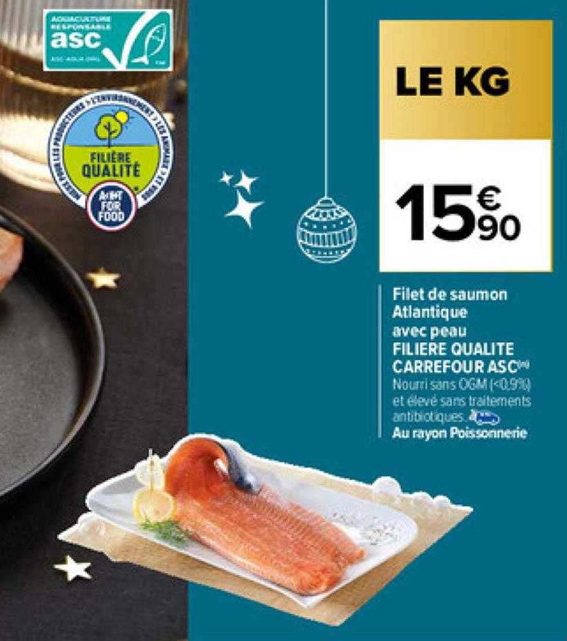 Filet De Saumon Atlantique Avec Peau Filière Qualité Carrefour Asc
