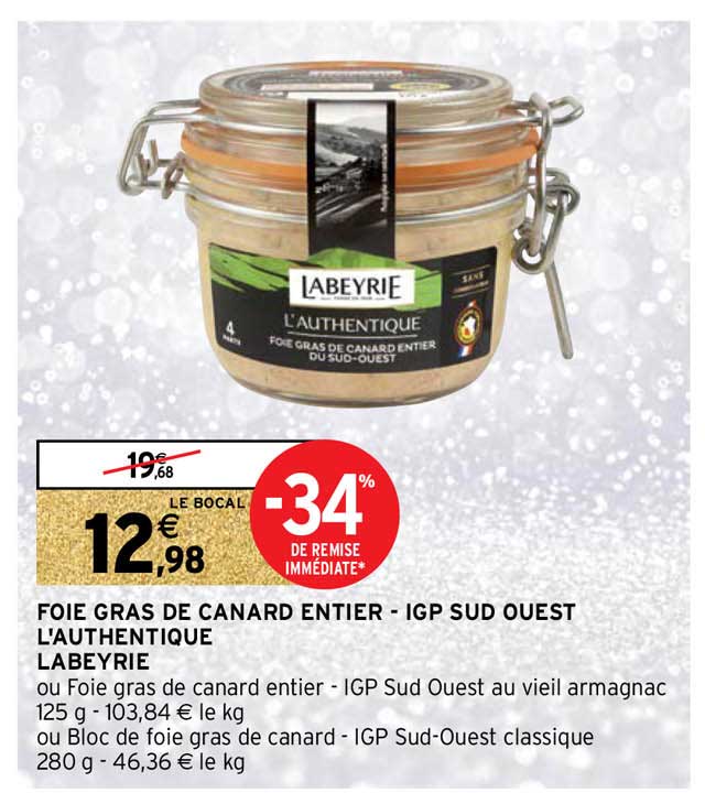 foie gras de canard entier - igp sud ouest l'authentique labeyrie