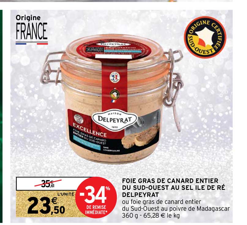 foie gras de canard entier du sud-ouest au sel île de ré delpeyrat