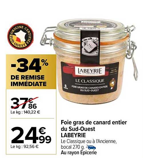 foie gras de canard entier du sud-ouest labeyrie