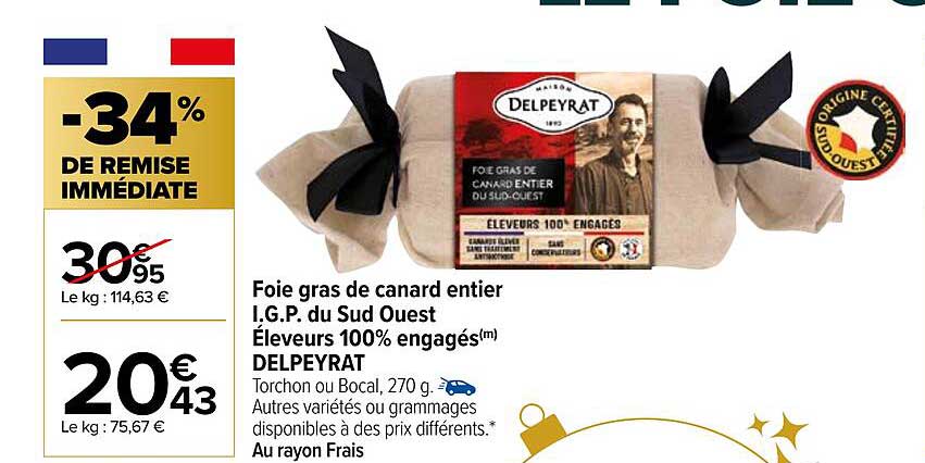 foie gras de canard entier i.g.p. du sud ouest éleveurs 100% engagés delpeyrat