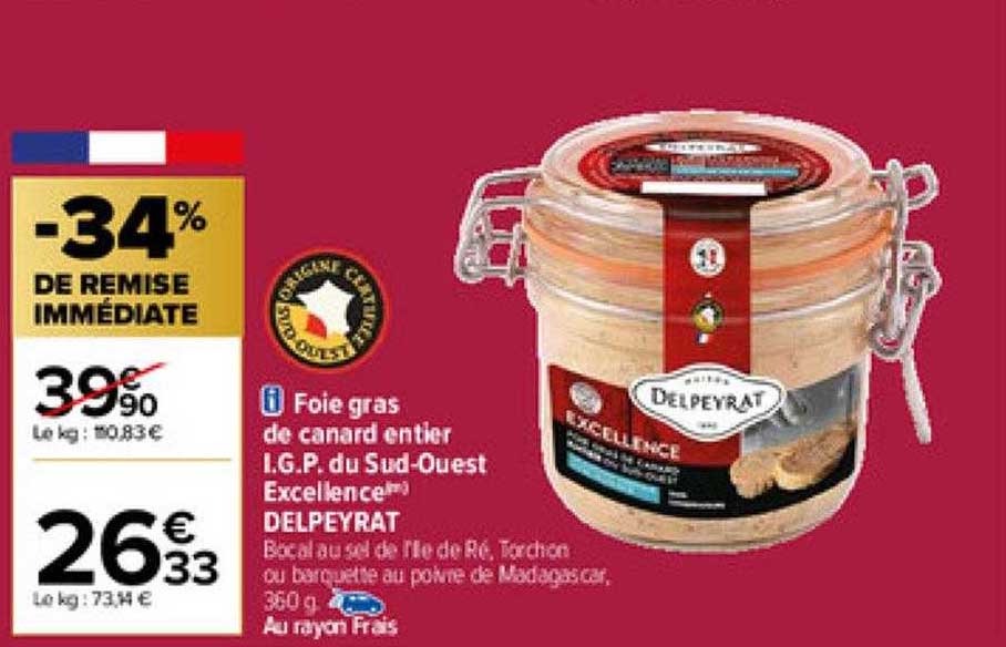 foie gras de canard entier i.g.p. du sud-ouest excellence delpeyrat