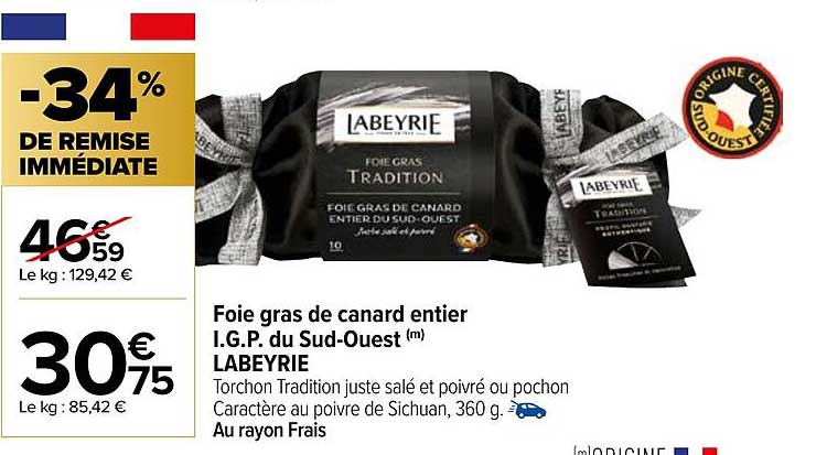 foie gras de canard entier i.g.p. du sud-ouest labeyrie