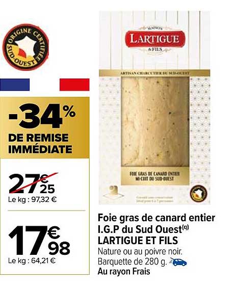 foie gras de canard entier i.g.p. du sud ouest lartigue et fils