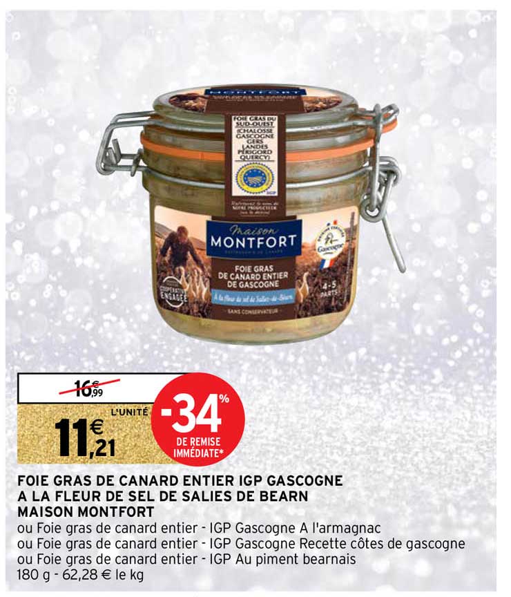 Foie Gras De Canard Entier Igp Gascogne à La Fleur De Sel De Salies De Bearn Maison Montfort