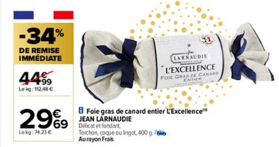 Foie Gras De Canard Entier L'excellence Jean Larnaudie