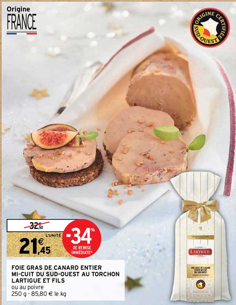 foie gras de canard entier mi-cuit du sud-ouest au torchon lartigue et fils