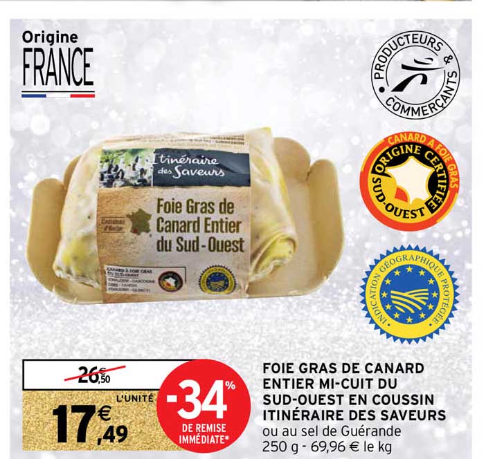 foie gras de canard entier mi-cuit du sud-ouest en coussin itinéraire des saveurs