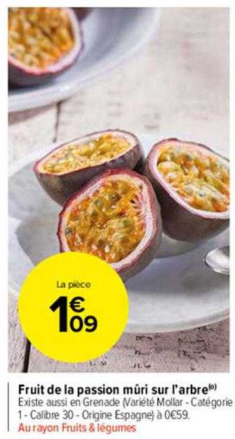 fruit de la passion mûri sur l'arbre