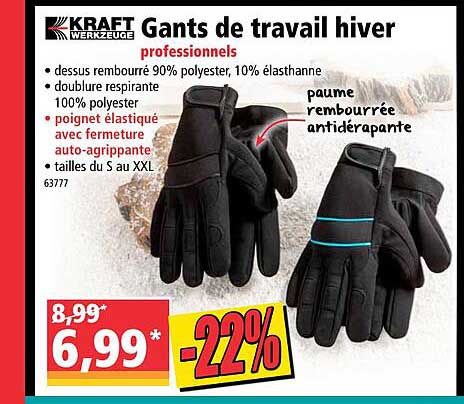 gants de travail hiver kraft werkzeuge