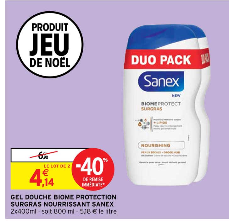 gel douche biome protection surgras nourrissant sanex