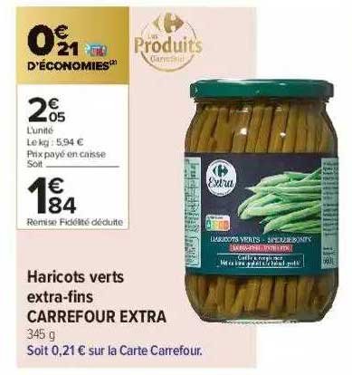haricots verts extra-fins carrefour extra