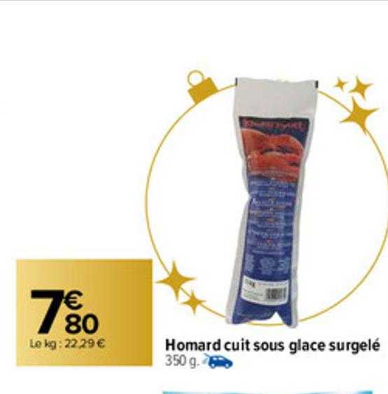 homard cuit sous glace surgelé