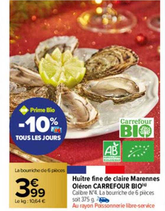 huître fine de claire marennes oléron carrefour bio