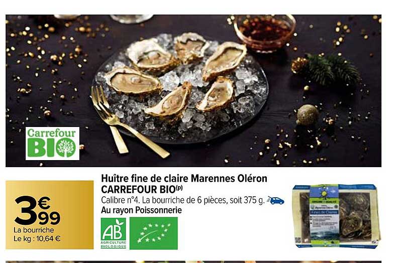 huître fine de claire marennes oléron carrefour bio