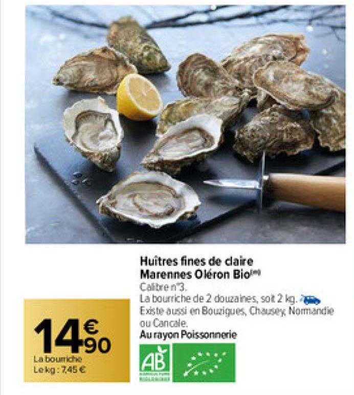 huîtres fines de claire marennes oléron bio