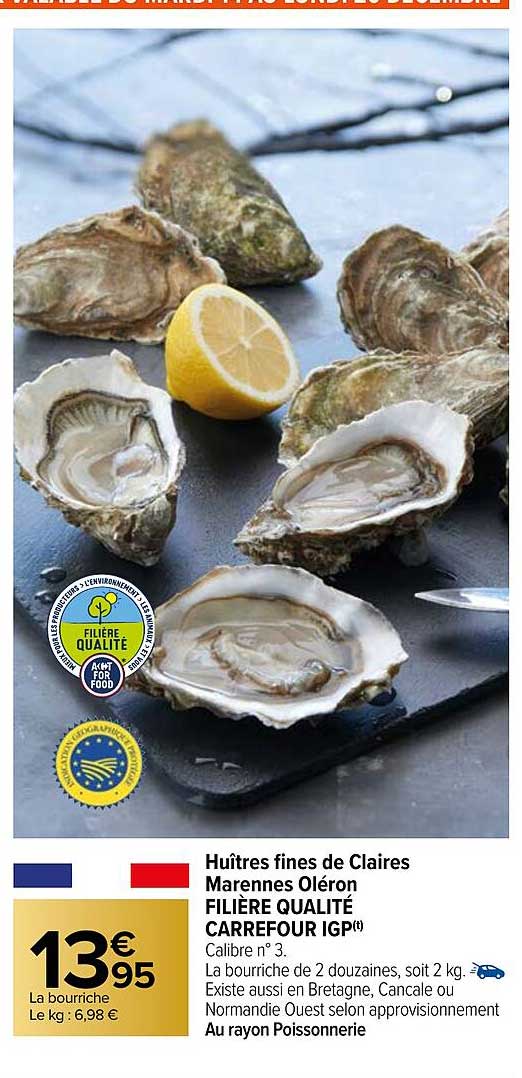 huîtres fines de claires marennes oléron filière qualité carrefour igp