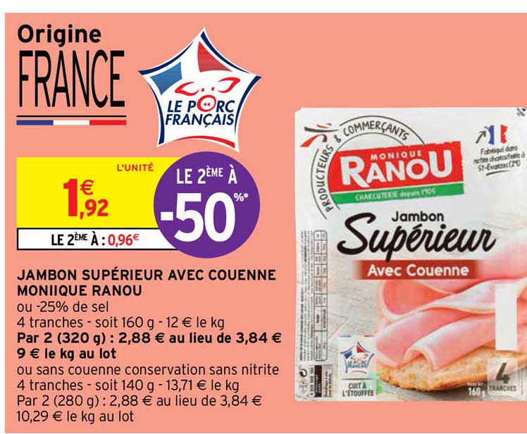 jambon supérieur avec couenne monique ranou