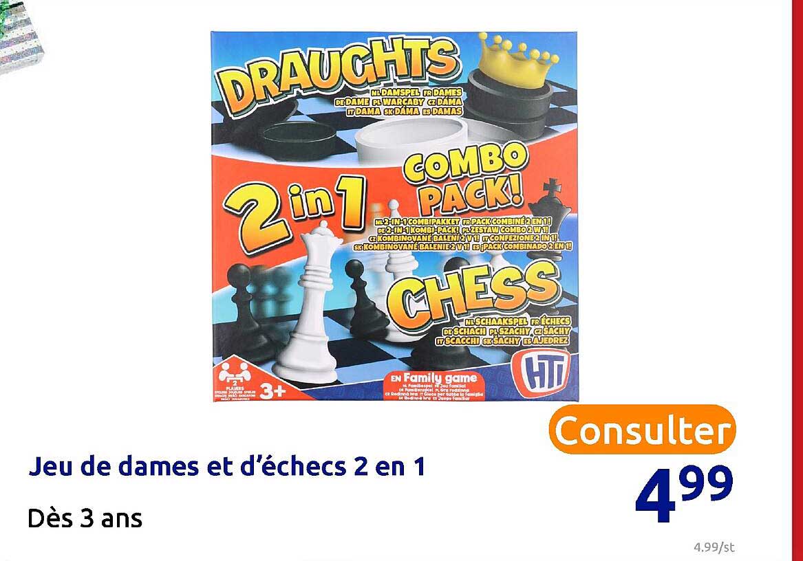 jeu de dames et d'échecs 2 en 1