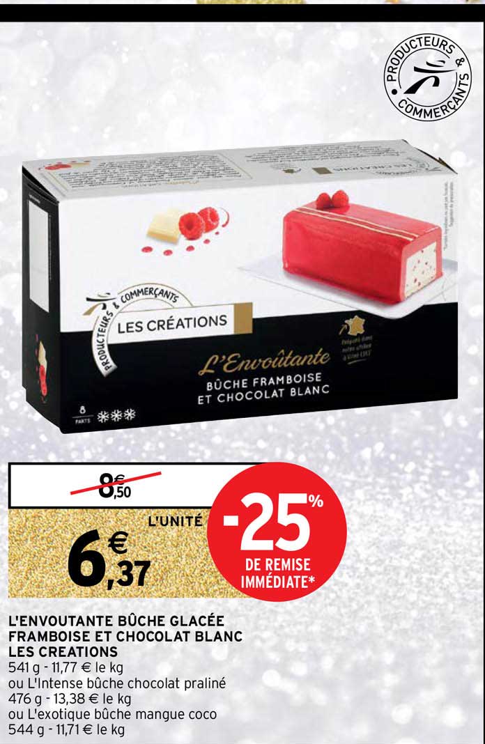 L'envoutante Bûche Glacée Framboise Et Chocolat Blanc Les Créations