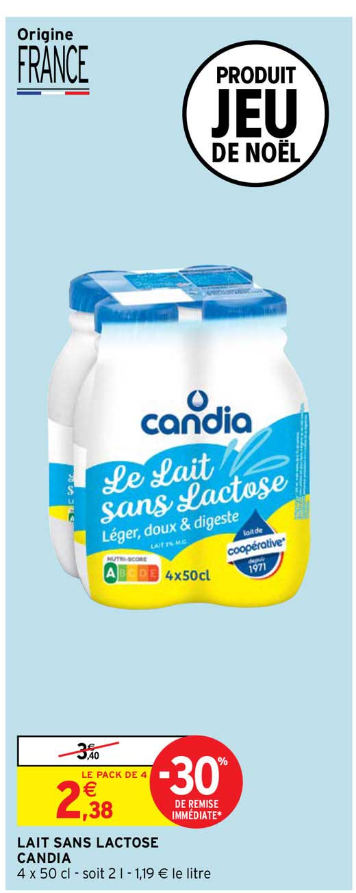 lait sans lactose candia