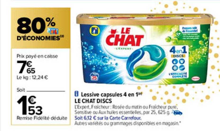 Lessive Capsules 4 En 1 Le Chat Discs