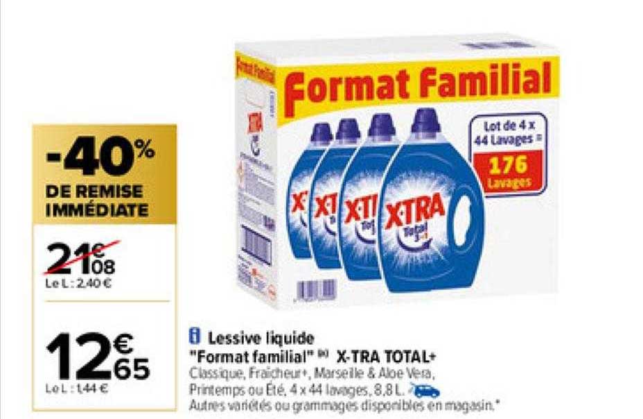 lessive liquide "format familial" x-tra total+