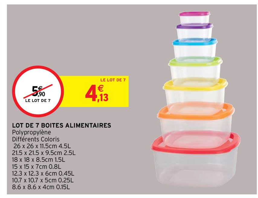 lot de 7 boîtes alimentaires