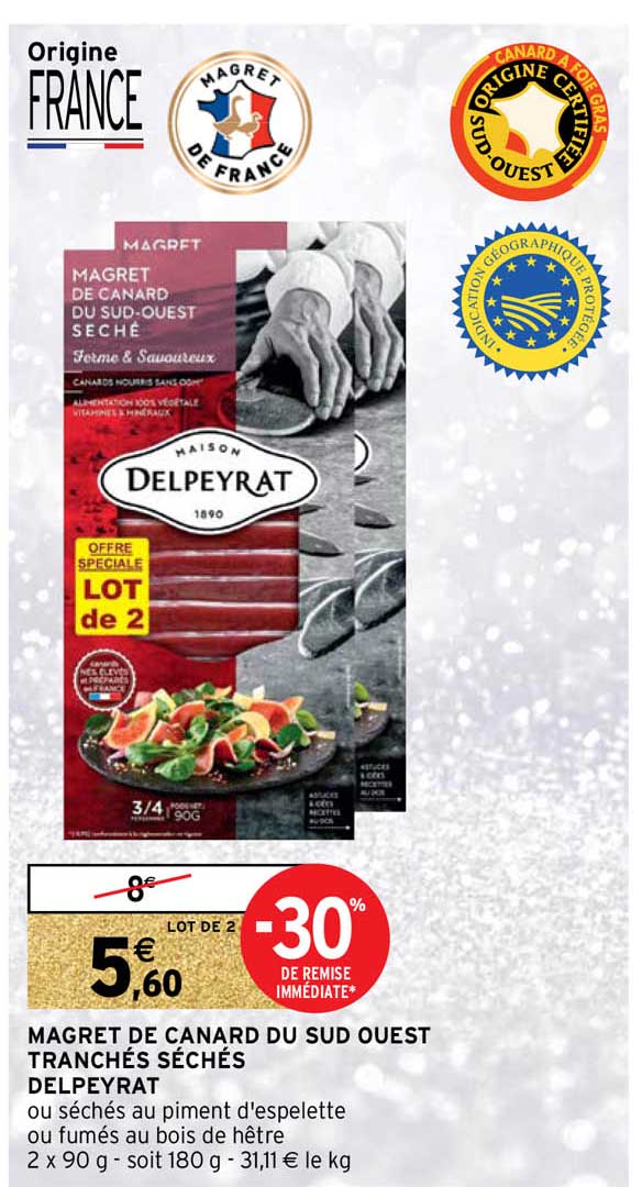 magret de canard du sud ouest tranchés séchés delpeyrat