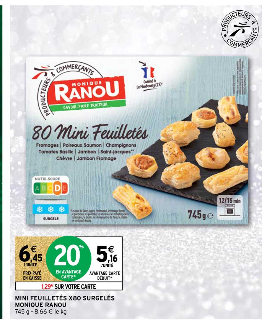 mini feuilletés x80 surgelés monique ranou