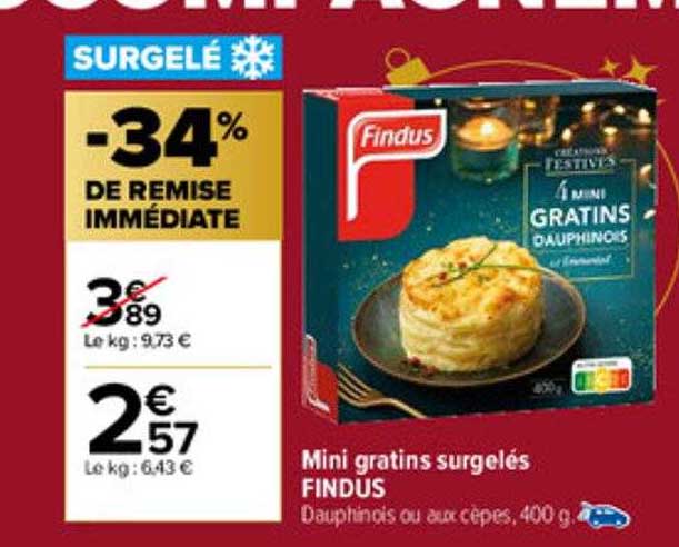 mini gratins surgelés findus