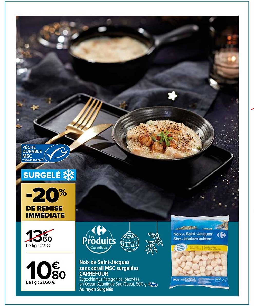Noix De Saint-jacques Sans Corail Msc Surgelées Carrefour