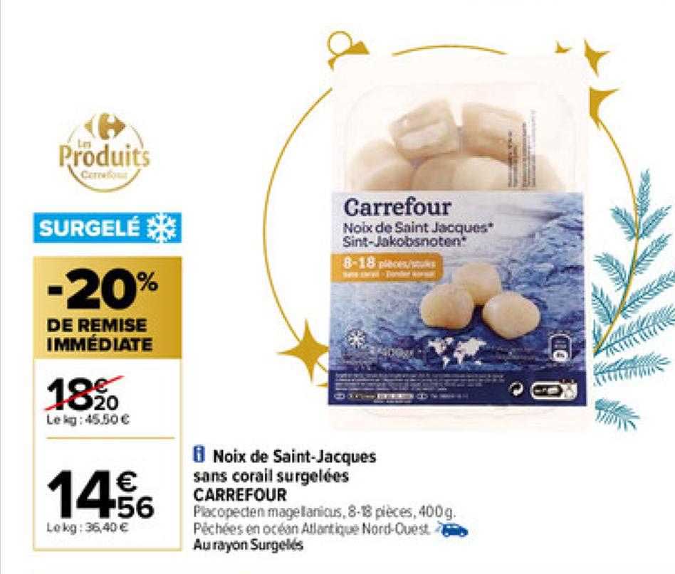 noix de saint-jacques sans corail surgelées carrefour