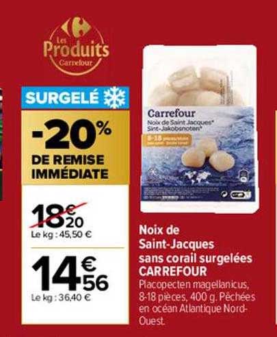 noix de saint-jacques sans corail surgelées carrefour