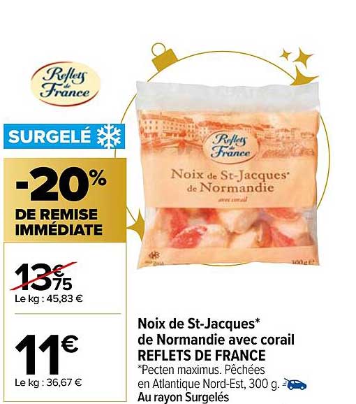 noix de st-jacques de normandie avec corail reflets de france