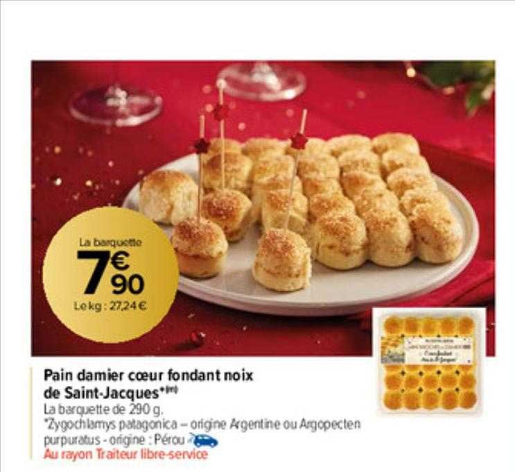 pain damier cœur fondant noix de saint-jacques