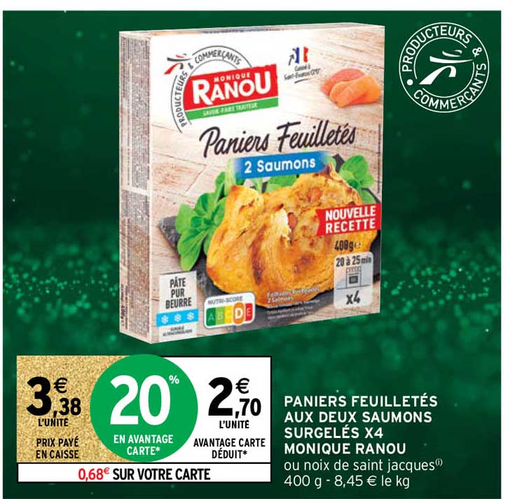 paniers feuilletés aux deux saumons surgelés x4 monique ranou