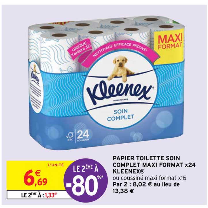 papier toilette soin complet maxi format x24 kleenex
