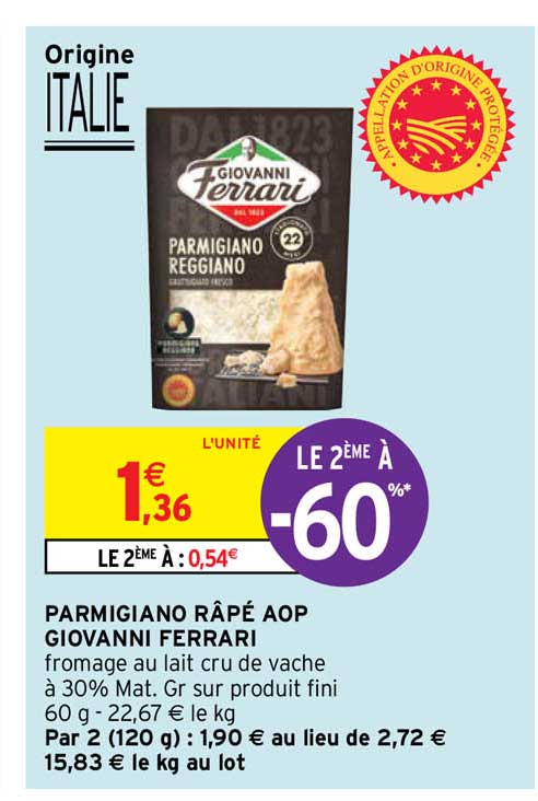 parmigiano râpé aop giovanni ferrari