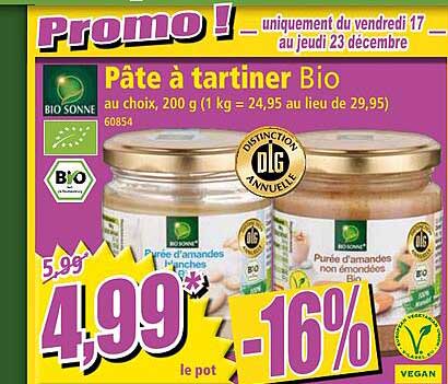 pâte à tartiner bio bio sonne