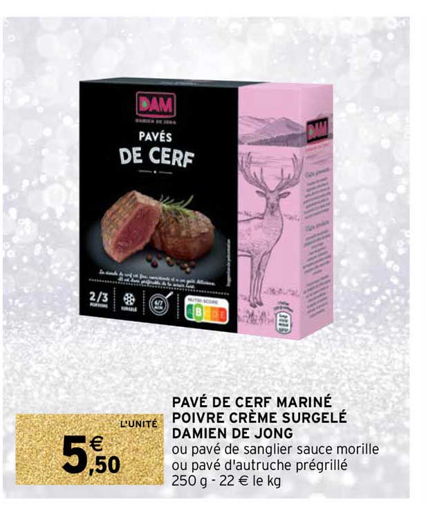 pavé de cerf mariné poivre crème surgelé damien de jong