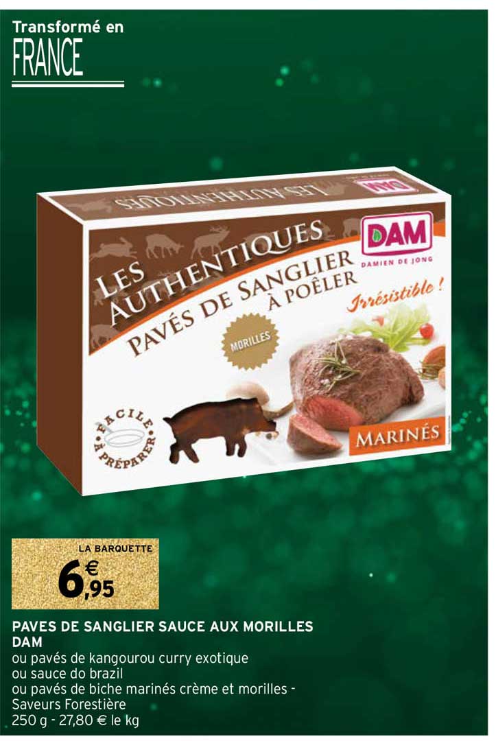 pavés de sanglier sauce aux morilles dam