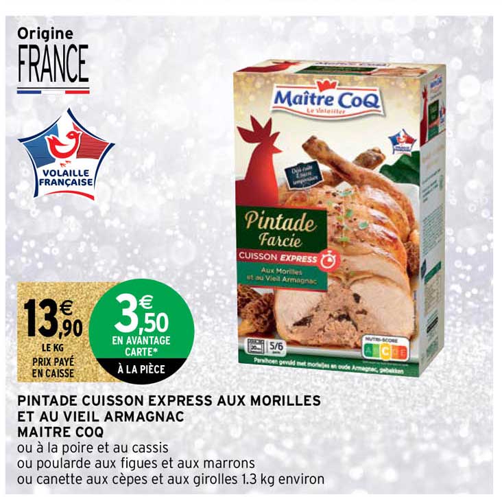 pintade cuisson express aux morilles et au vieil armagnac maître coq